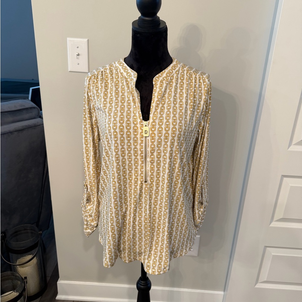 Michael Kors Gold and White Women's Blouse.

#16